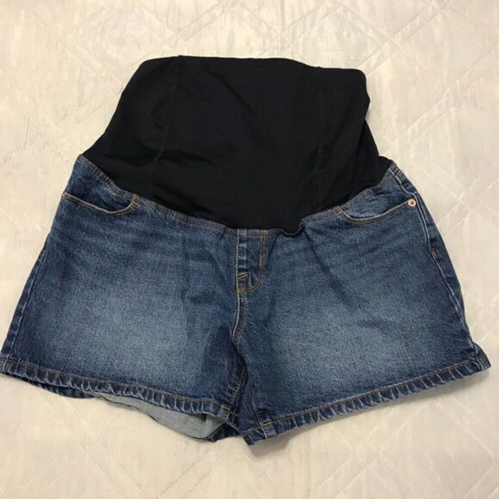isabel Maternity midi short blue jean shorts size 10